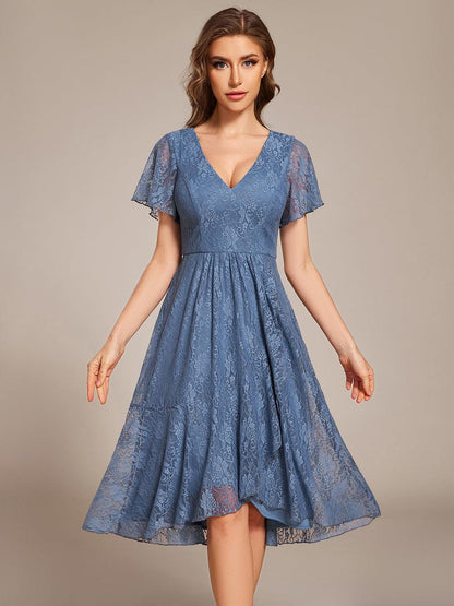 ever PALOMA|Ruffled Sleeves Lace A-Line Formal Evening Dress