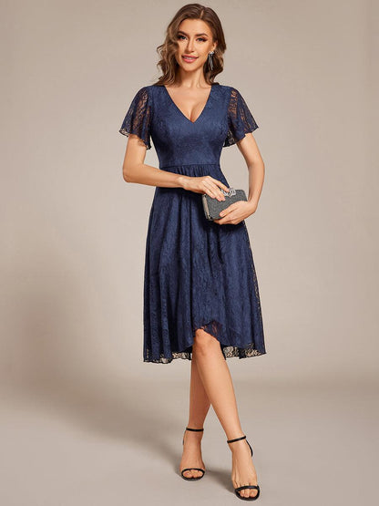 ever PALOMA|Ruffled Sleeves Lace A-Line Formal Evening Dress