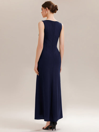 ever PEARL|Black Tie Stretch Colorblock Sleeveless Maxi Dress with High Slit