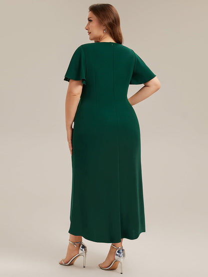 Plus Size Thigh-High Slit Knit Wedding Guest Dress
