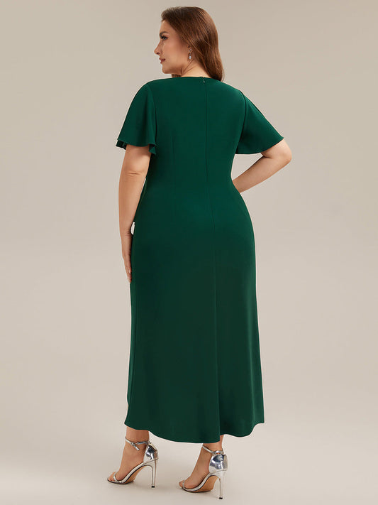 Plus Size Thigh-High Slit Knit Wedding Guest Dress