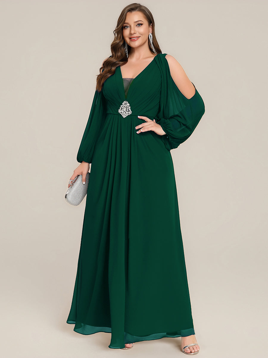Plus Size Cut-Out Detail Chiffon Evening Dress