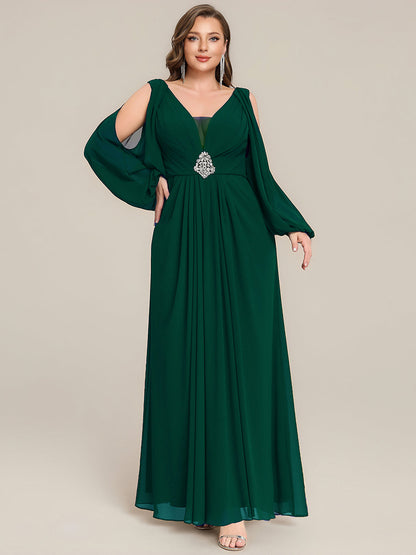 Plus Size Cut-Out Detail Chiffon Evening Dress