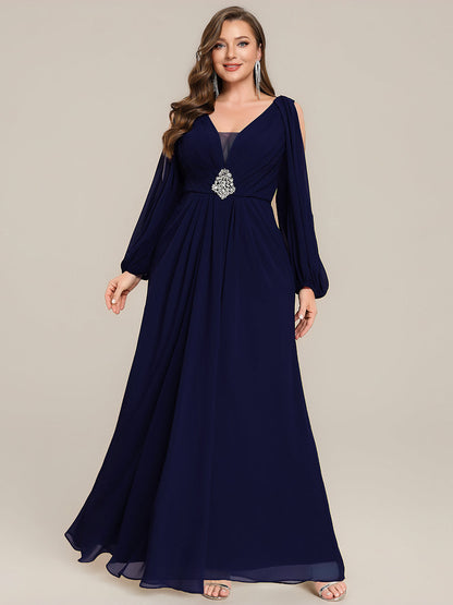 Plus Size Cut-Out Detail Chiffon Evening Dress