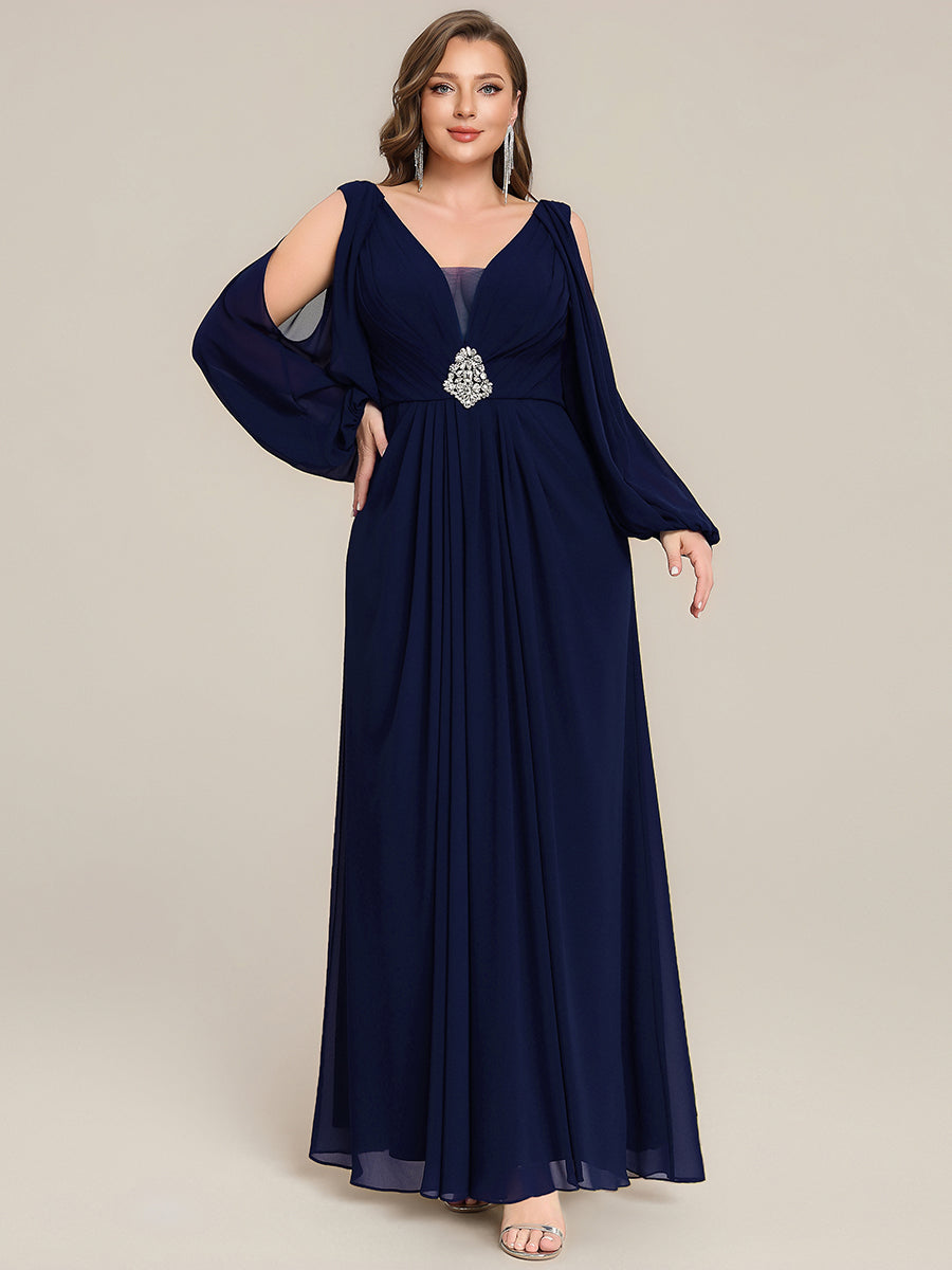 Plus Size Cut-Out Detail Chiffon Evening Dress