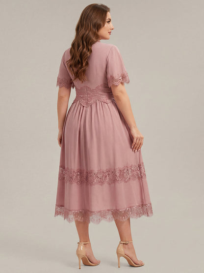 Cut-Out Detail Chiffon Ruffle Sleeve Wedding Guest Dress