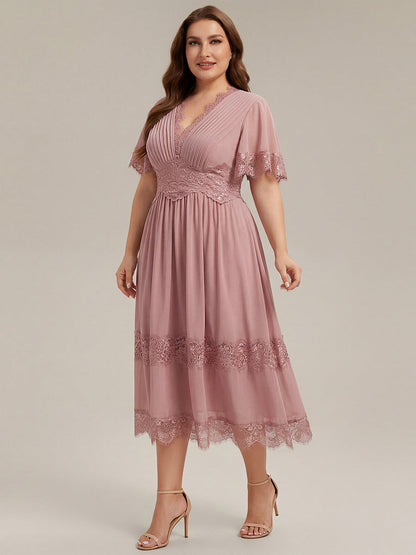 Plus Size Cut-Out Detail Chiffon Wedding Guest Dress