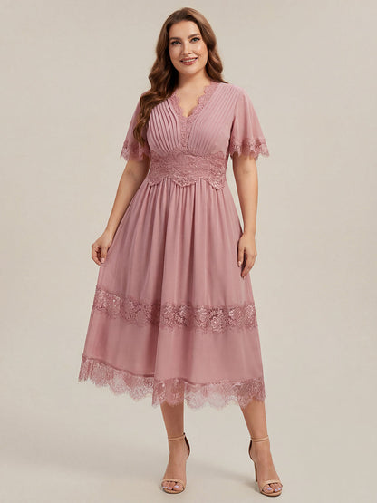 Plus Size Cut-Out Detail Chiffon Wedding Guest Dress