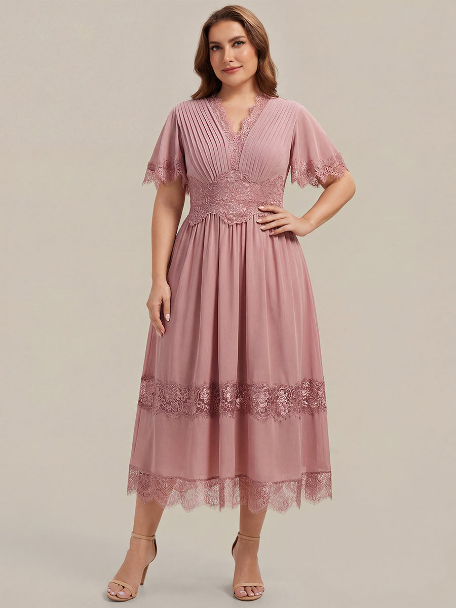 Plus Size Cut-Out Detail Chiffon Wedding Guest Dress