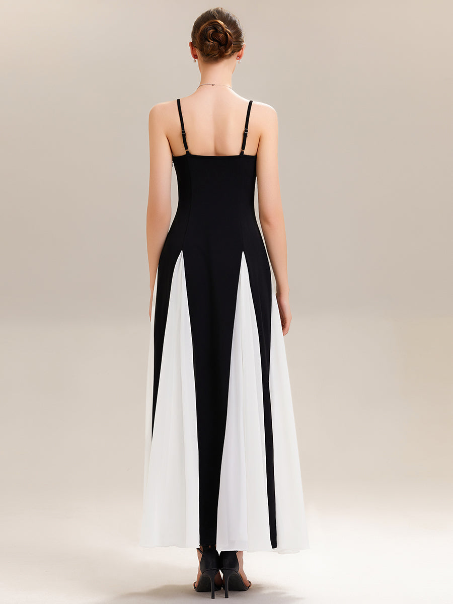 ever IVOIRE|Stretch Bodice Spaghetti Strap Maxi Dress for Black Tie Formal Dress