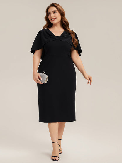 Plus Size Knit Shawl Sleeve Wedding Guest Dress