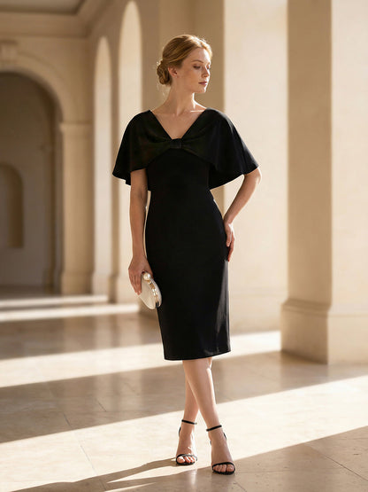 Plus Size Knit Shawl Sleeve Wedding Guest Dress