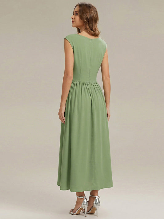 Polka Dot Knit Sleeveless Wedding Guest Dress