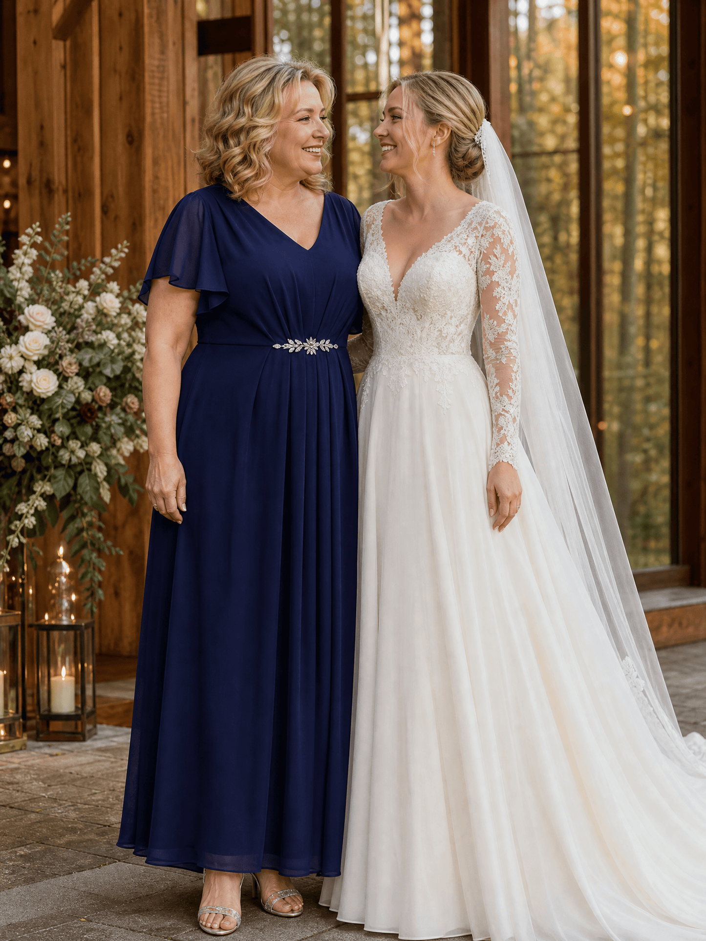 Plus Size Rhinestone Embellished Chiffon Wedding Guest Dress
