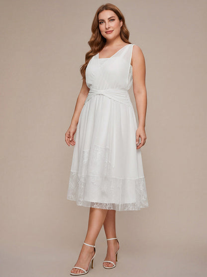 Chiffon Ribbon Sleeveless A-Line Wedding Guest Dress
