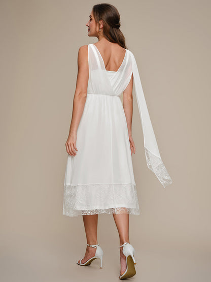 Chiffon Ribbon Sleeveless A-Line Wedding Guest Dress