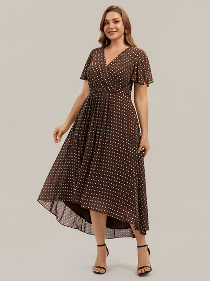 Plus Size Printed Chiffon Wedding Guest Dress