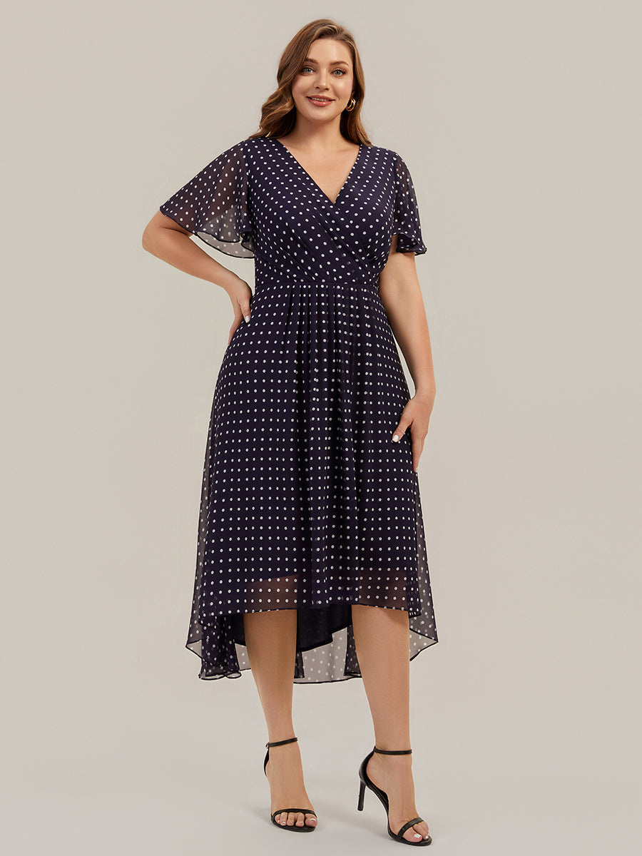 Plus Size Printed Chiffon Wedding Guest Dress
