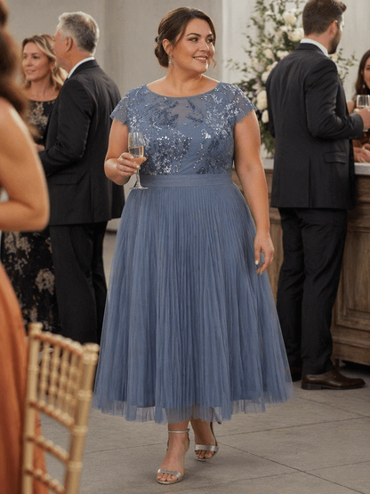 Plus Size Glitter A-Line Wedding Guest Dress