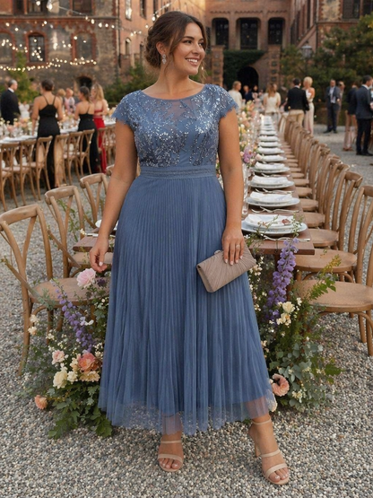 Plus Size Glitter A-Line Wedding Guest Dress
