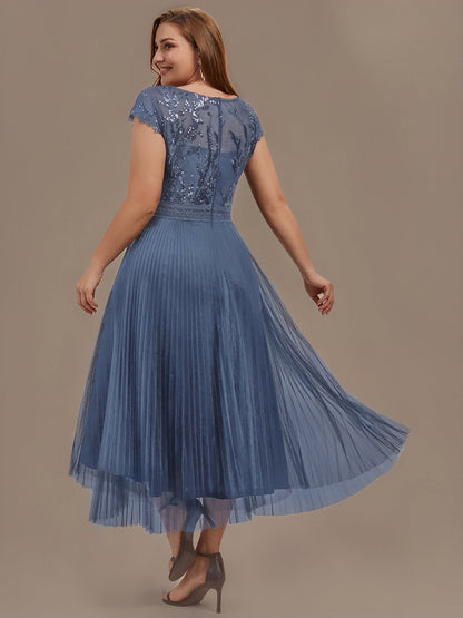 Plus Size Glitter A-Line Wedding Guest Dress
