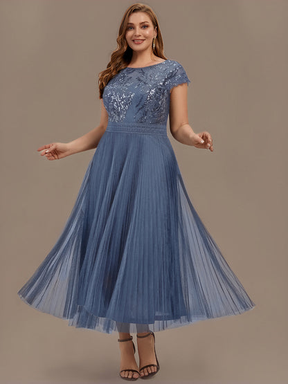 Plus Size Glitter A-Line Wedding Guest Dress