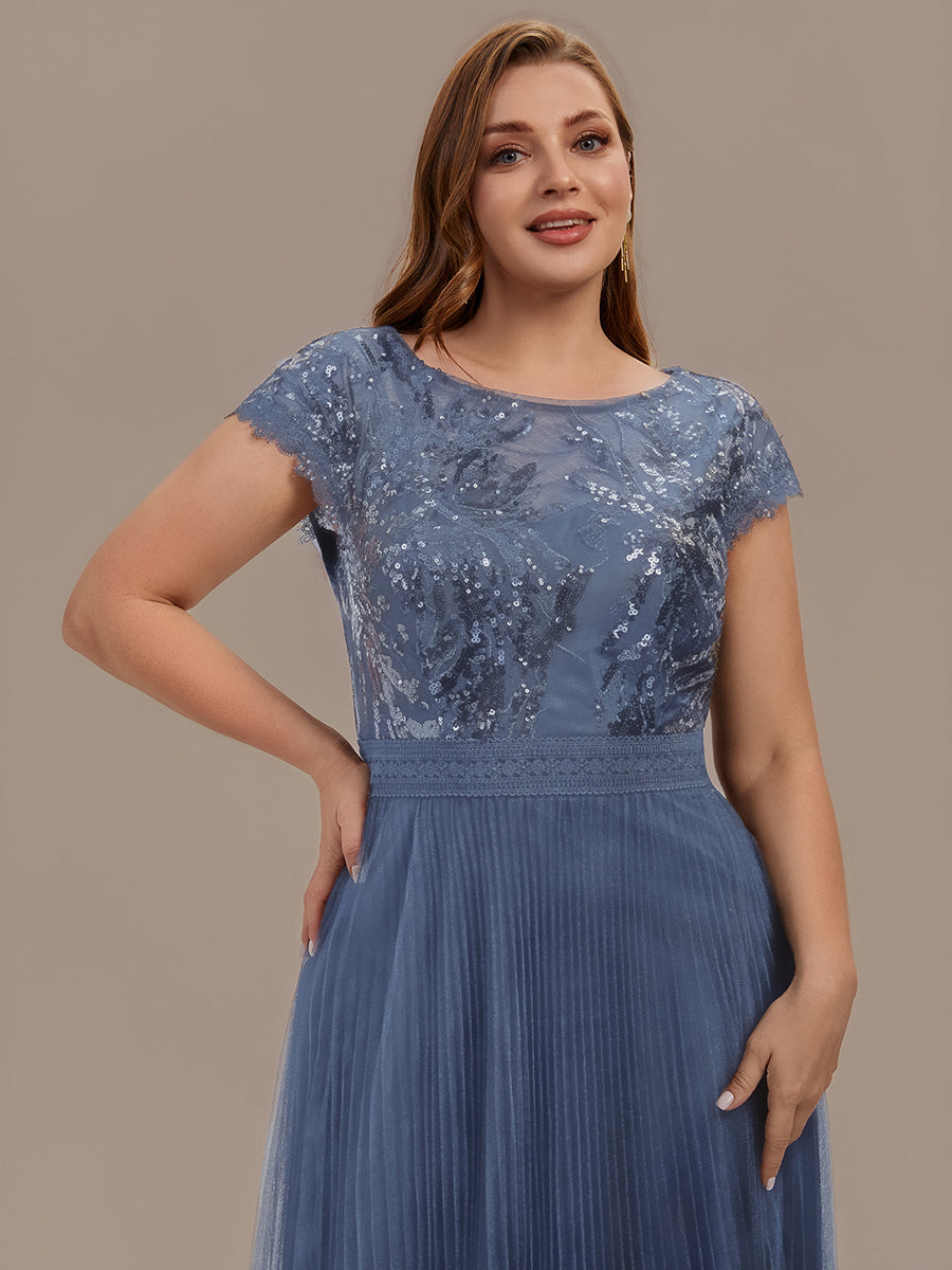 Plus Size Glitter A-Line Wedding Guest Dress