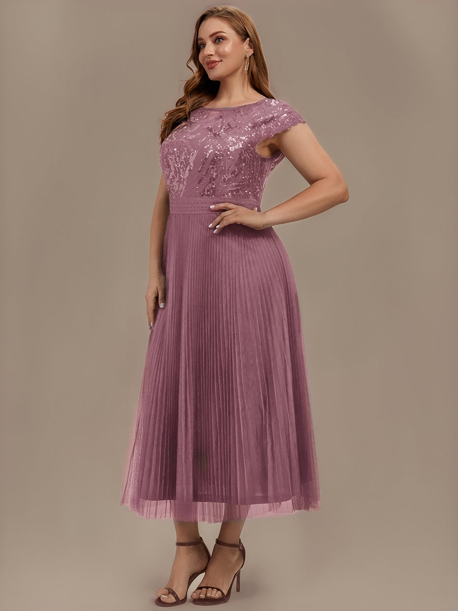Plus Size Glitter A-Line Wedding Guest Dress