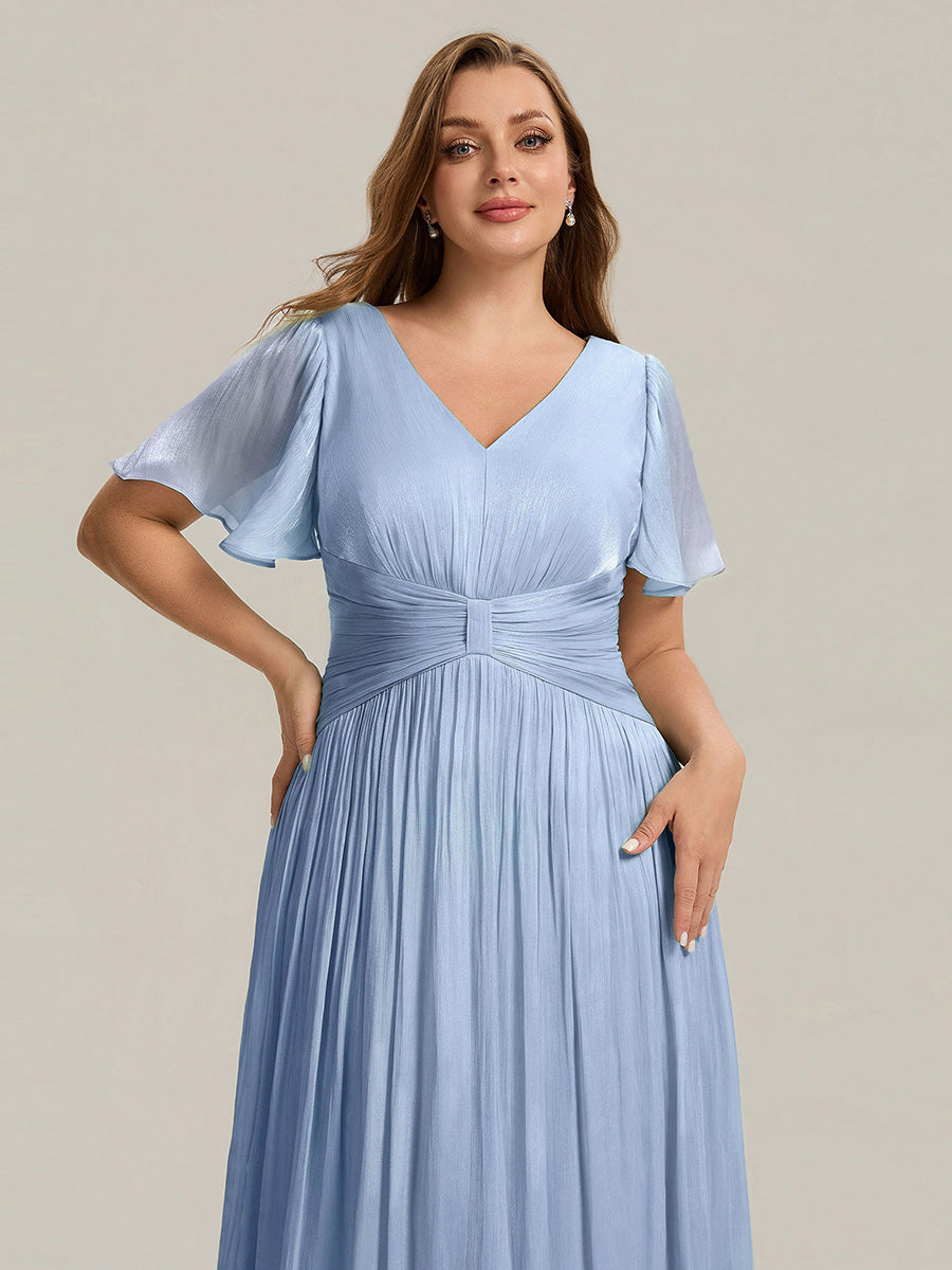Plus Size Gathered Sea-island Wedding Guest Dress