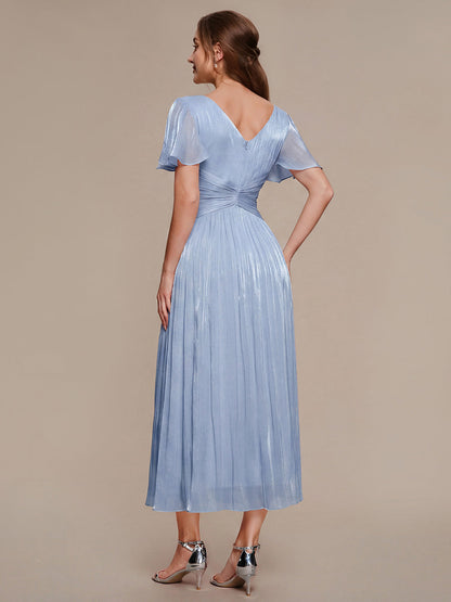 Ruffled Sea-island Ruffle Sleeve Midi Wedding Guest Dress