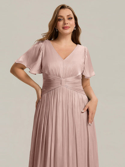 Plus Size Gathered Sea-island Wedding Guest Dress