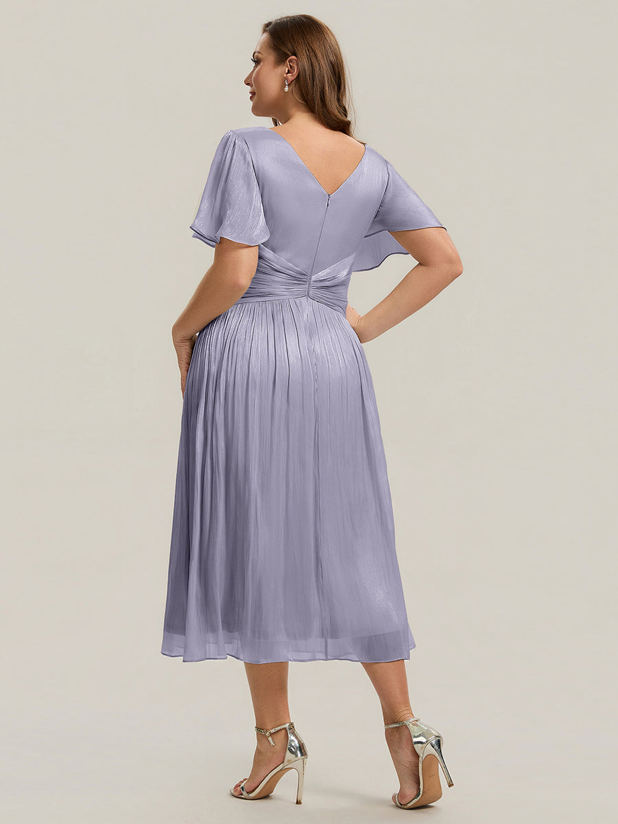 Ruffled Sea-island Ruffle Sleeve Midi Wedding Guest Dress