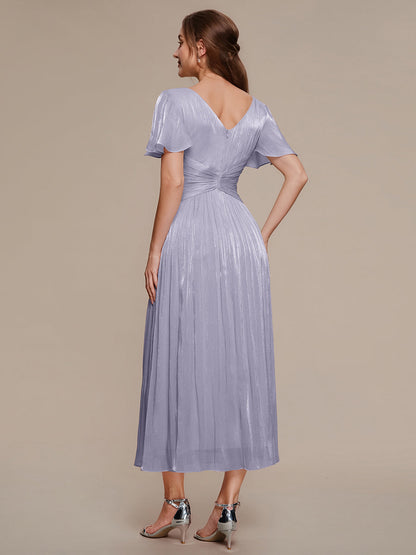 Ruffled Sea-island Ruffle Sleeve Midi Wedding Guest Dress