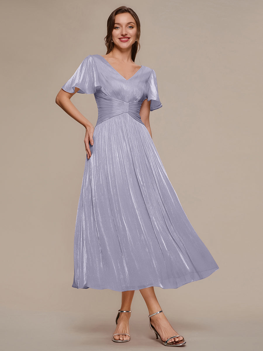 Ruffled Sea-island Ruffle Sleeve Midi Wedding Guest Dress