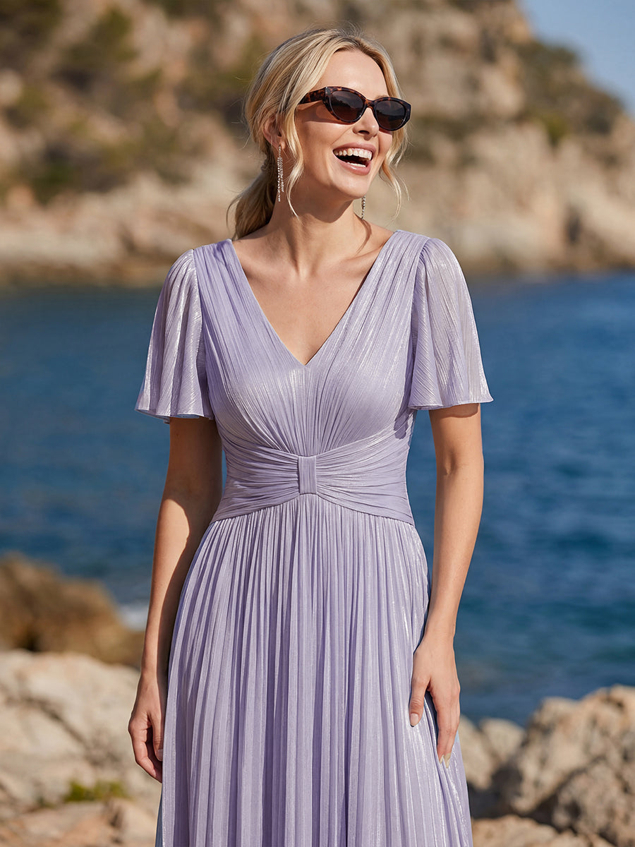 Ruffled Sea-island Ruffle Sleeve Midi Wedding Guest Dress