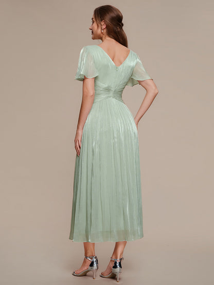 Ruffled Sea-island Ruffle Sleeve Midi Wedding Guest Dress