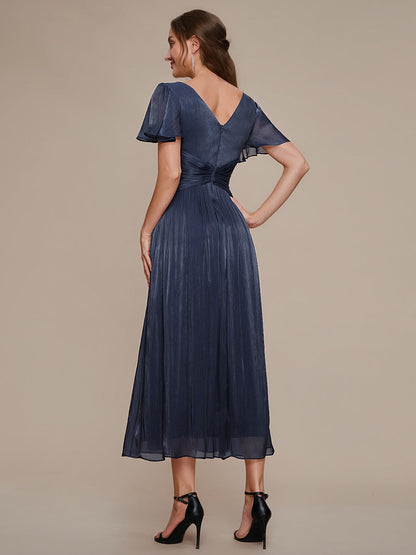 Ruffled Sea-island Ruffle Sleeve Midi Wedding Guest Dress