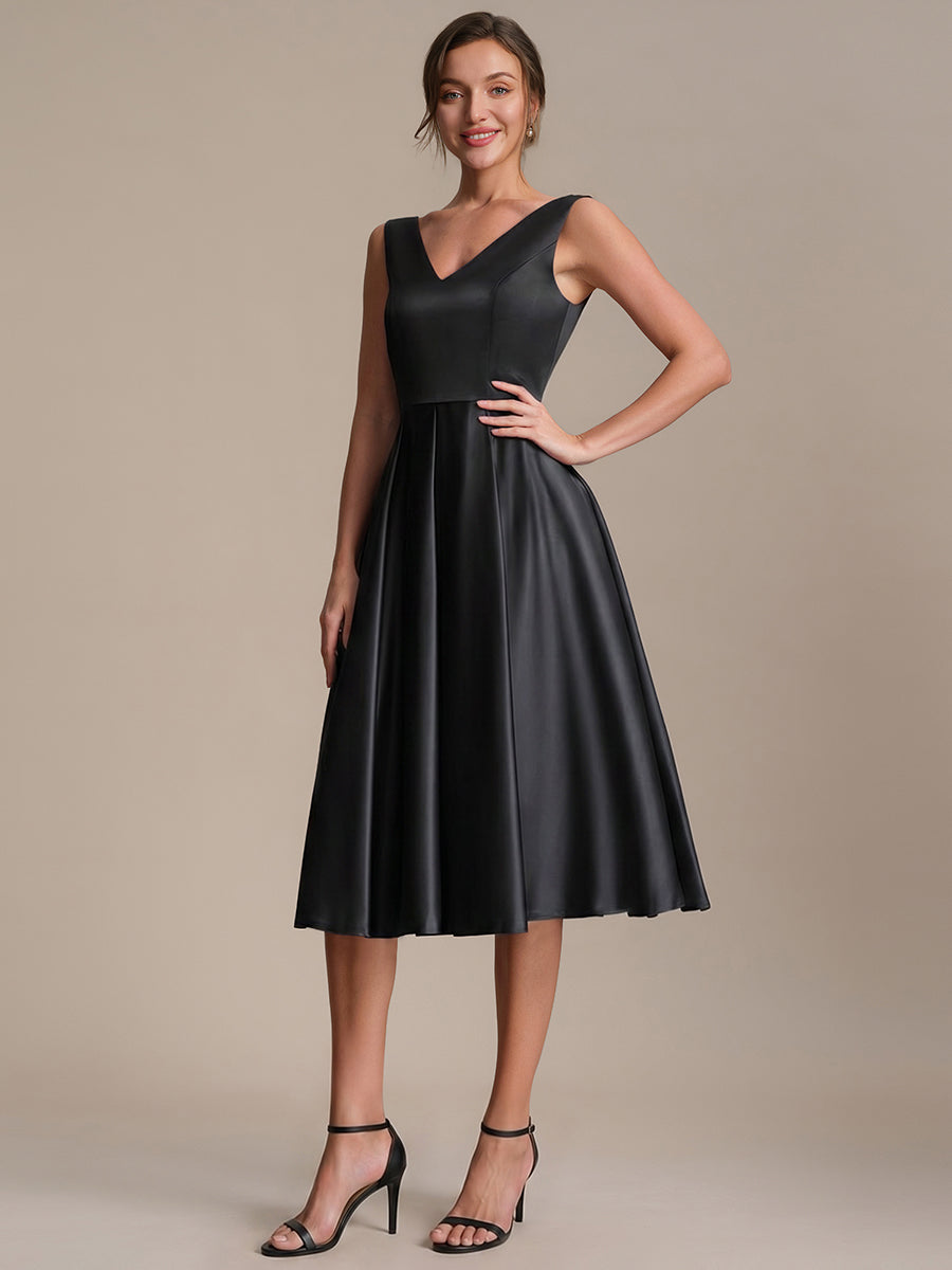 Pleated Satin Sleeveless Wedding Guest Dress