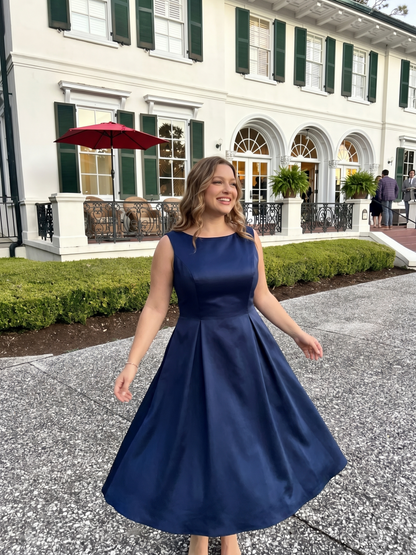 Plus Size Pocket Satin Wedding Guest Dress
