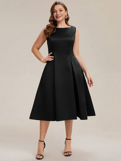 Plus Size Pocket Satin Wedding Guest Dress