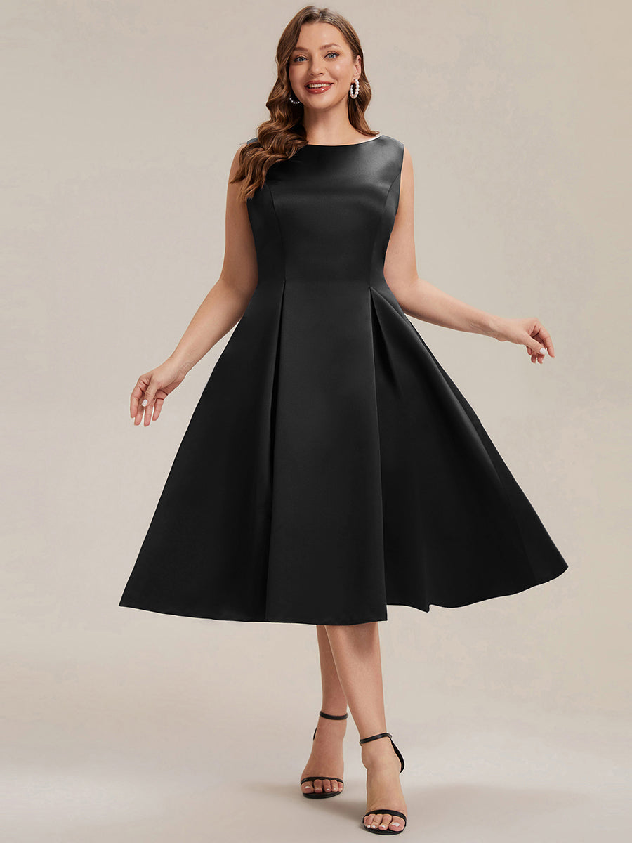 Plus Size Pocket Satin Wedding Guest Dress