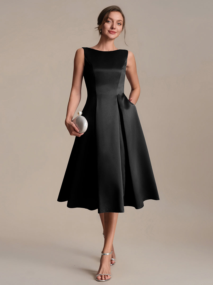 Satin Sleeveless Ball-Gown Wedding Guest Dress