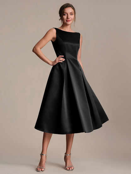 Satin Sleeveless Ball-Gown Wedding Guest Dress