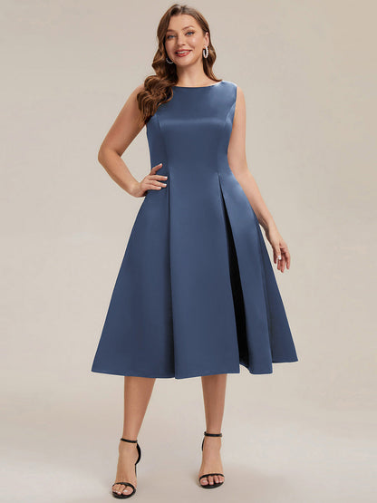 Plus Size Pocket Satin Wedding Guest Dress