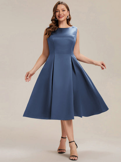Plus Size Pocket Satin Wedding Guest Dress