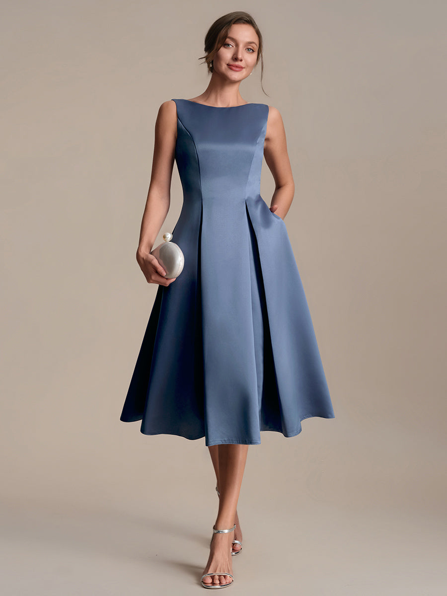 Satin Sleeveless Ball-Gown Wedding Guest Dress