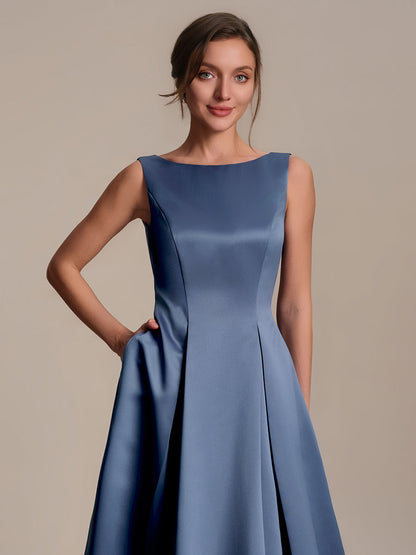 Satin Sleeveless Ball-Gown Wedding Guest Dress