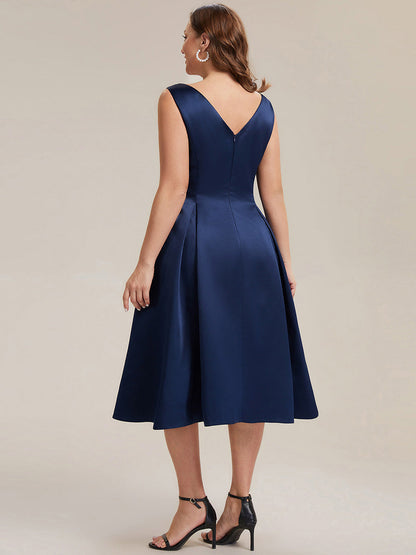 Satin Sleeveless Ball-Gown Wedding Guest Dress