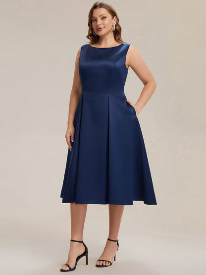 Satin Sleeveless Ball-Gown Wedding Guest Dress
