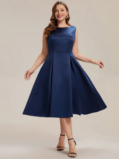 Plus Size Pocket Satin Wedding Guest Dress